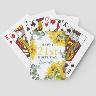 Sunflower 21st Birthday Party Playing Cards