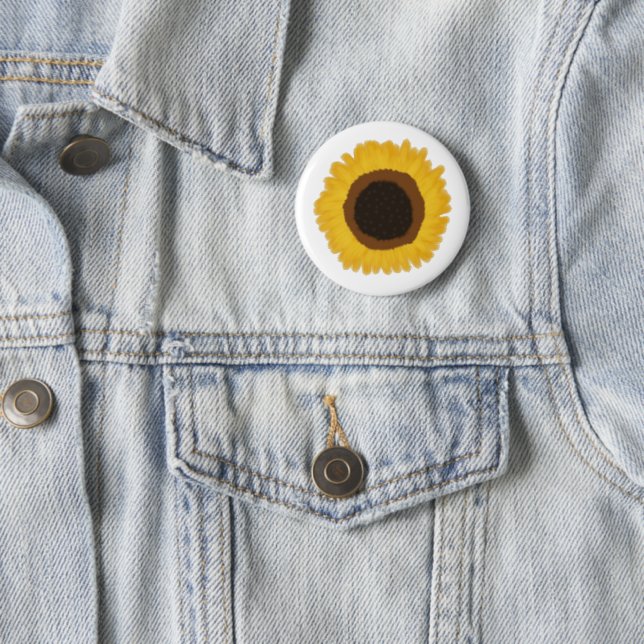 Sunflower 2 Inch Round Button (In Situ)