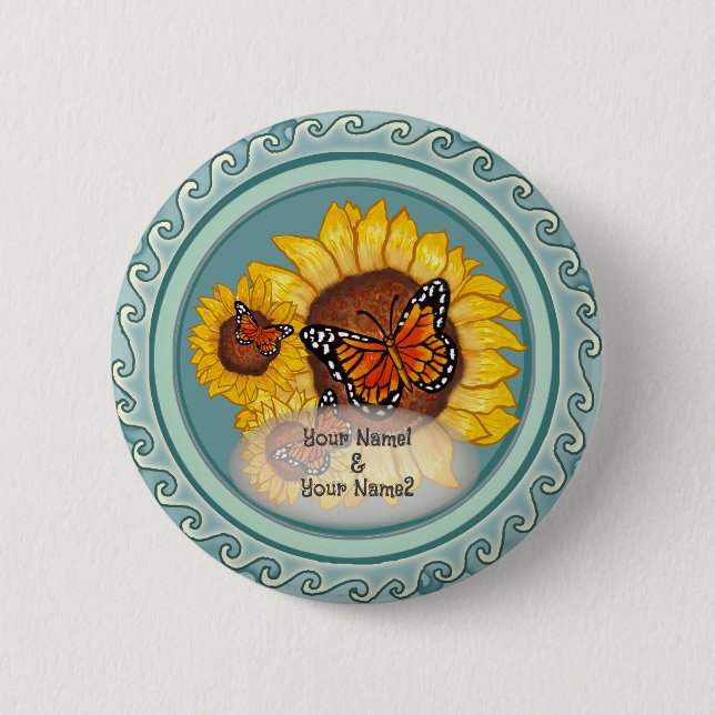 Sunflower  2 inch round button (Front)