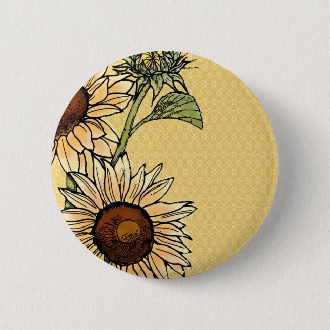Sunflower 2 Inch Round Button (Front)