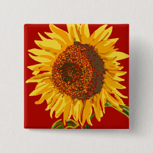 Sunflower 2 Inch Square Button