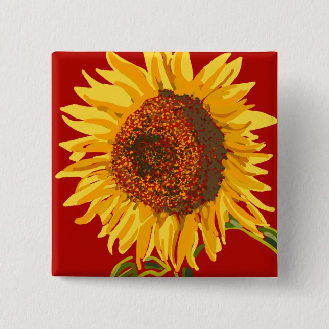 Sunflower 2 Inch Square Button (Front)