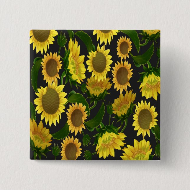 Sunflower 2 Inch Square Button (Front)