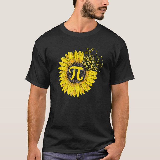Sunflower 3 14 Pi Number Symbol 100th day of Schoo T-Shirt (Front)