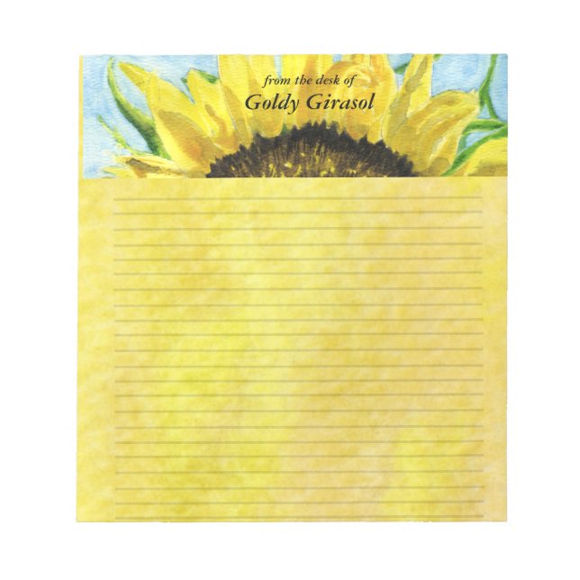 Sunflower 4 Watercolor Notepad (Front)