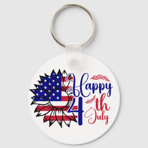 Sunflower 4th of July Keychain