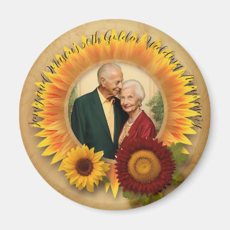 Sunflower 50th Golden Wedding Anniversary  Magnet