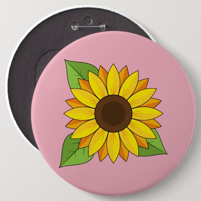 Sunflower 6 Inch Round Button (Front & Back)