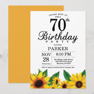 Sunflower 70e anniversaire Invitation