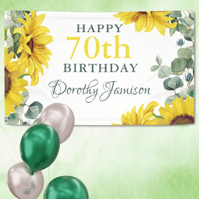 Sunflower 70th Birthday Party Banner (Creator Uploaded)