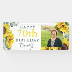 Sunflower 70th Birthday Party Photo Banner