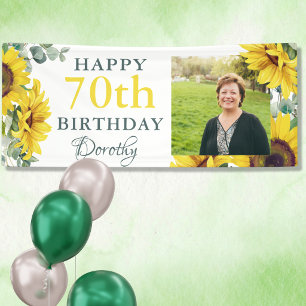 Sunflower 70th Birthday Party Photo Banner