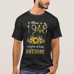 Sunflower 75th Birthday  For Women Floral Best Of  T-Shirt