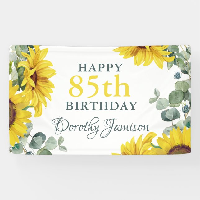 Sunflower 85th Birthday Party Banner (Horizontal)