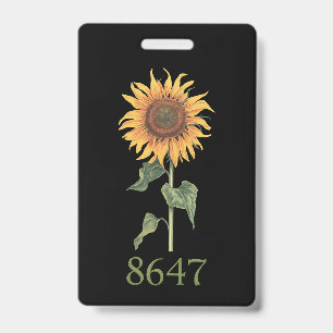Sunflower 8647 86 47 Subtle Anti Trump Floral Boho Badge