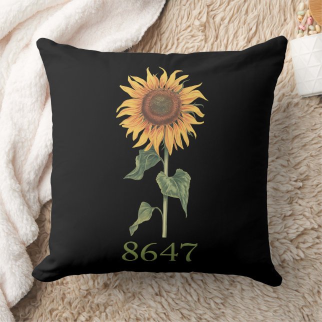 Sunflower 8647 86 47 Subtle Anti Trump Floral Boho Throw Pillow (Blanket)
