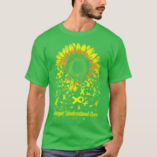 Sunflower Accept Understand Love Childhood Cancer  T-Shirt