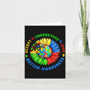 Sunflower Accept Understand Love for Women Autism Card
