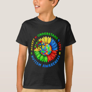 Sunflower Accept Understand Love for Women Autism T-Shirt