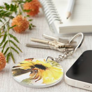 Sunflower Acrylic Keychain, Round (double-sided) Keychain