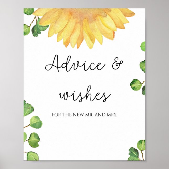 Sunflower advice and wishes for Newlyweds  Poster (Front)