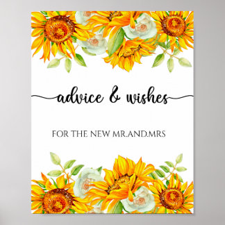 Sunflower advice and wishes for Newlyweds Poster