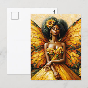 Sunflower African American Fairy Art Postcard