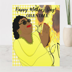 Sunflower African American Grandma Mother's Day Card