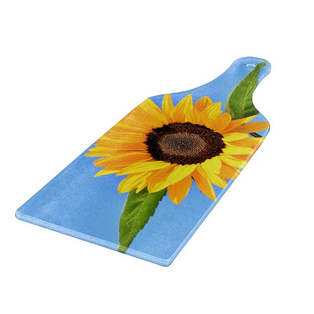 Sunflower Against Sun on Blue Sky - Summer Cutting Board (Corner)