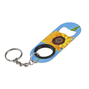 Sunflower Against Sun on Blue Sky - Summer  Keychain Bottle Opener