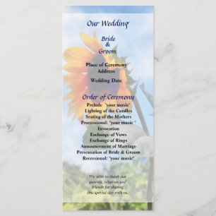 Sunflower Against the Skyr Wedding Program