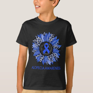 Sunflower Alopecia Awareness Blue Ribbon Support  T-Shirt