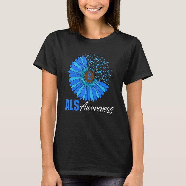 Sunflower Als Awareness Ribbon Supporter Warrior F T-Shirt (Front)