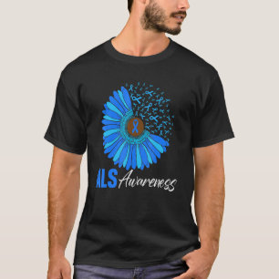 Sunflower Als Awareness Ribbon Supporter Warrior F T-Shirt