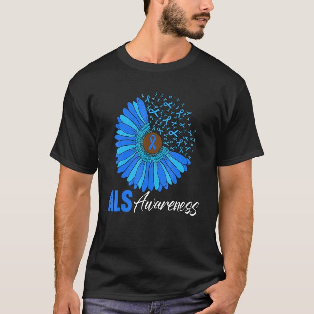 Sunflower Als Awareness Ribbon Supporter Warrior F T-Shirt (Front)