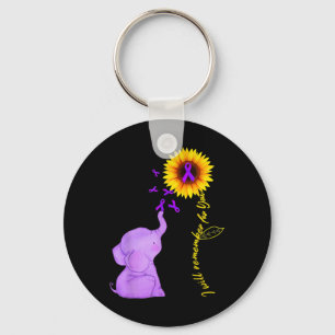 Sunflower Alzheimer Awareness  I Will Remember For Keychain