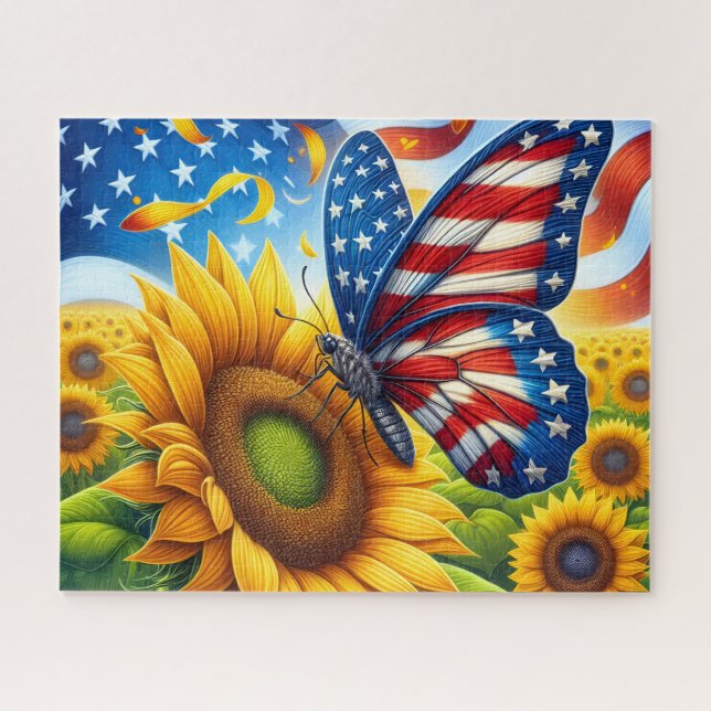 Sunflower American Butterfly Jigsaw Puzzle (Horizontal)