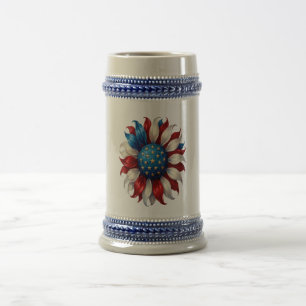 Sunflower American Flag 4Th Of July Beer Stein