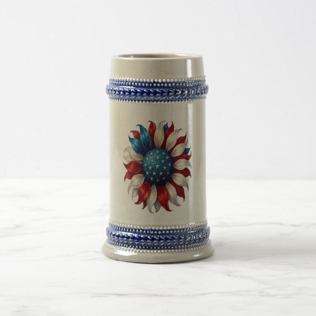Sunflower American Flag 4Th Of July Beer Stein (Center)
