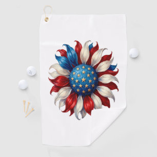 Sunflower American Flag 4Th Of July Golf Towel
