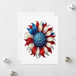 Sunflower American Flag 4Th Of July Holiday Card