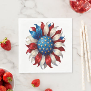 Sunflower American Flag 4Th Of July Napkin