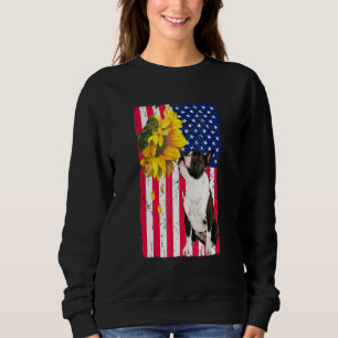 Sunflower American Flag Boston Terrier Dog Sweatshirt