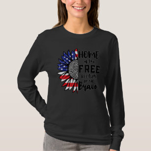 Sunflower American Flag For Men Women Kids Home Of T-Shirt