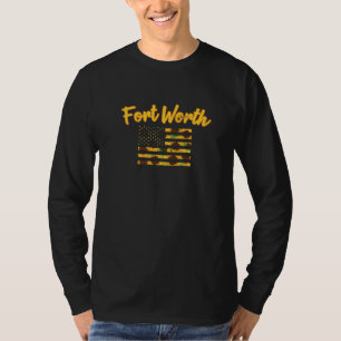 Sunflower American Flag Fort Worth Patriotic Texas T-Shirt