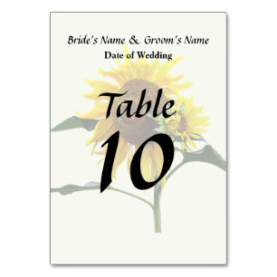 Sunflower And Baby Wedd\ing Products Table Number