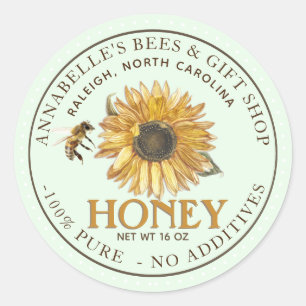 Sunflower and Bee Honey Label