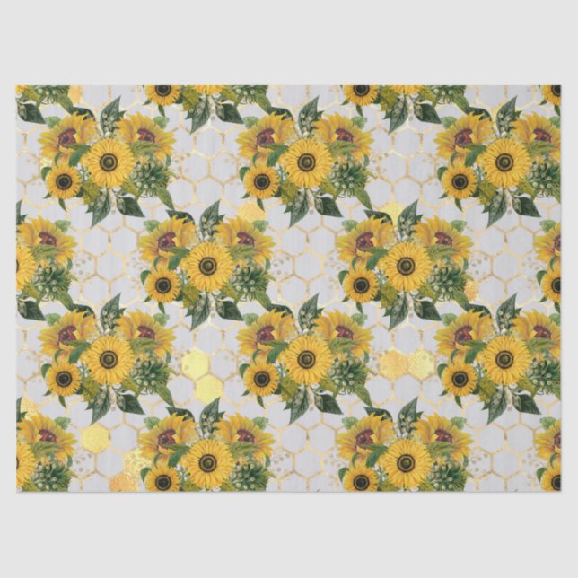 Sunflower and Bee Series Design Four Tissue Paper (Front)