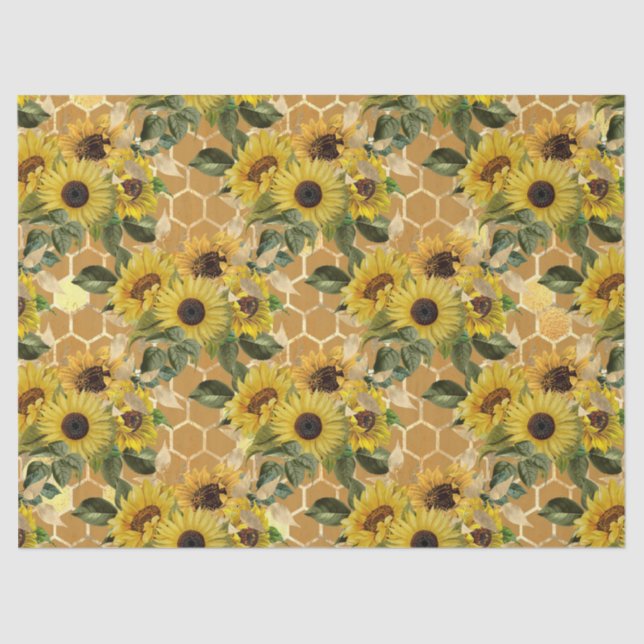 Sunflower and Bee Series Design Two Tissue Paper (Front)
