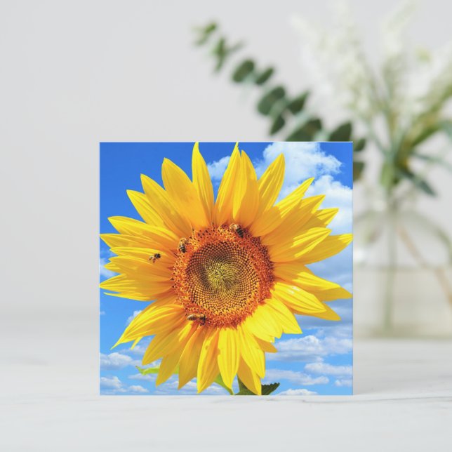 Sunflower and Bees Card (Standing Front)